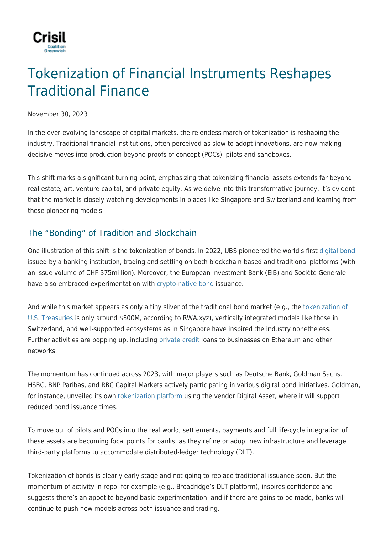 Tokenization of Financial Instruments Reshapes Traditional Finance