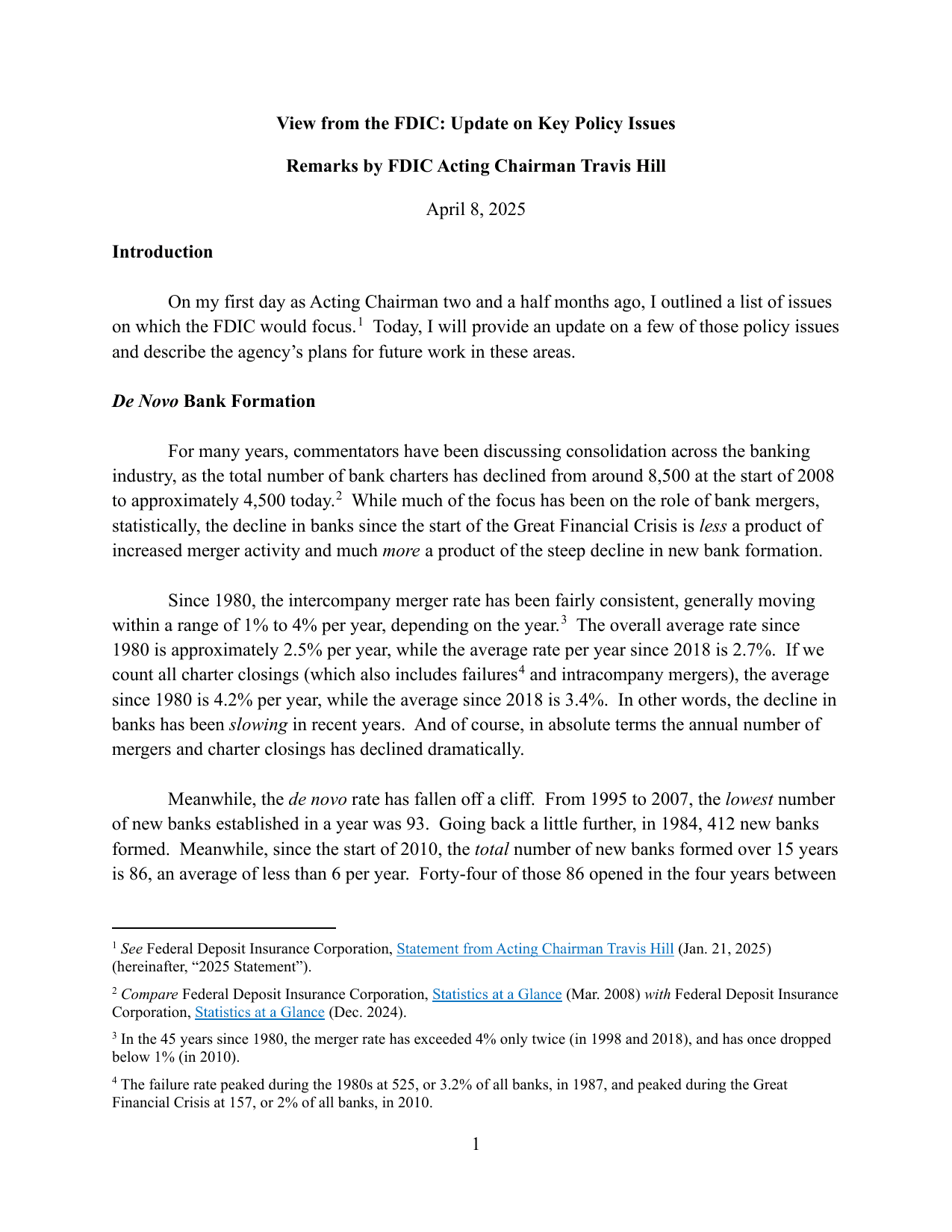 Remarks by FDIC Acting Chairman Travis Hill